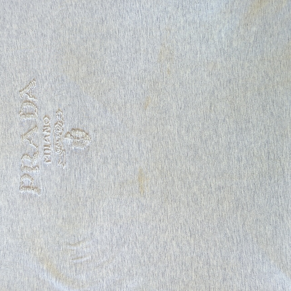 PRADA light-gray cotton vintage -90's embroidered/beaded PRADA Logo - Picture 13 of 13